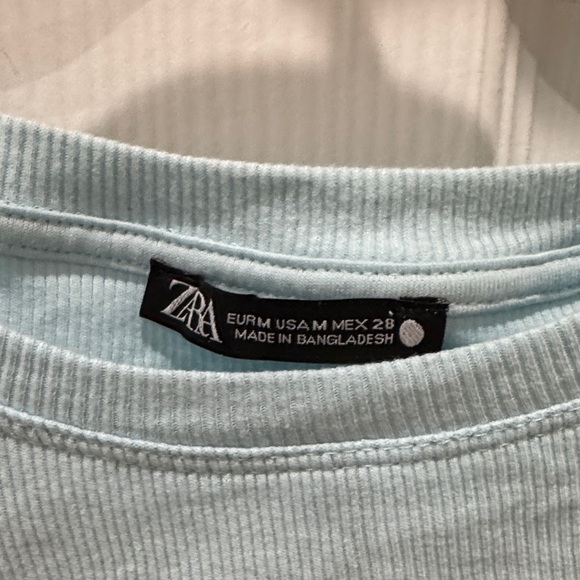 Zara Soft Blue Ribbed Top - Picture 2 of 3